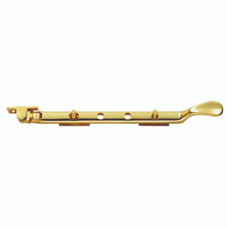 This is an image of a Carlisle Brass - Victorian Casement Stay 300mm - Polished Brass that is availble to order from Trade Door Handles in Kendal.