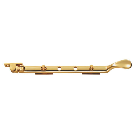 This is an image of a Carlisle Brass - Victorian Casement Stay 210mm - Polished Brass that is availble to order from Trade Door Handles in Kendal.