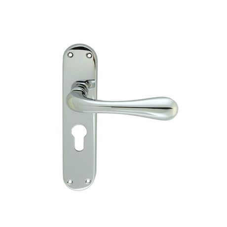 Manital Door Furniture Polished Chrome / Euro Profile Lock Handles Manital - Astro Lever on Euro Lock Backplate - Polished Chrome