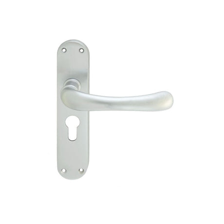 Manital Door Furniture Satin Chrome / Euro Profile Lock Handles Manital - Ibra Lever on Euro Lock Backplate - Satin Chrome