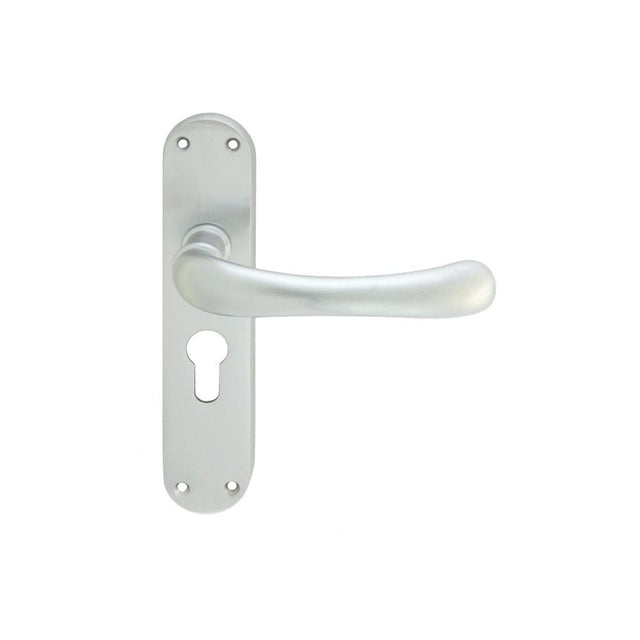Manital Door Furniture Satin Chrome / Euro Profile Lock Handles Manital - Ibra Lever on Euro Lock Backplate - Satin Chrome