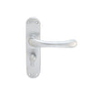 Manital Door Furniture Satin Chrome / Bathroom Lock Handles Manital - Ibra Lever on WC Backplate - Satin Chrome