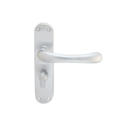 Manital Door Furniture Satin Chrome / Bathroom Lock Handles Manital - Ibra Lever on WC Backplate - Satin Chrome