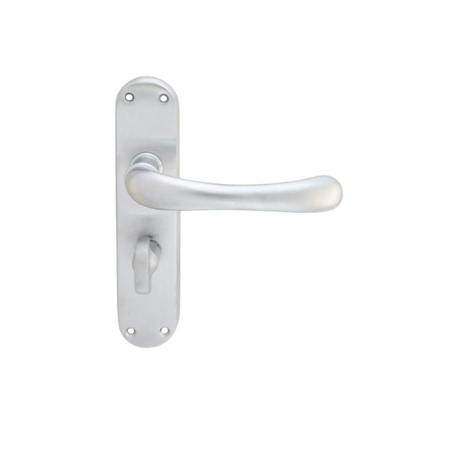 Manital Door Furniture Satin Chrome / Bathroom Lock Handles Manital - Ibra Lever on WC Backplate - Satin Chrome
