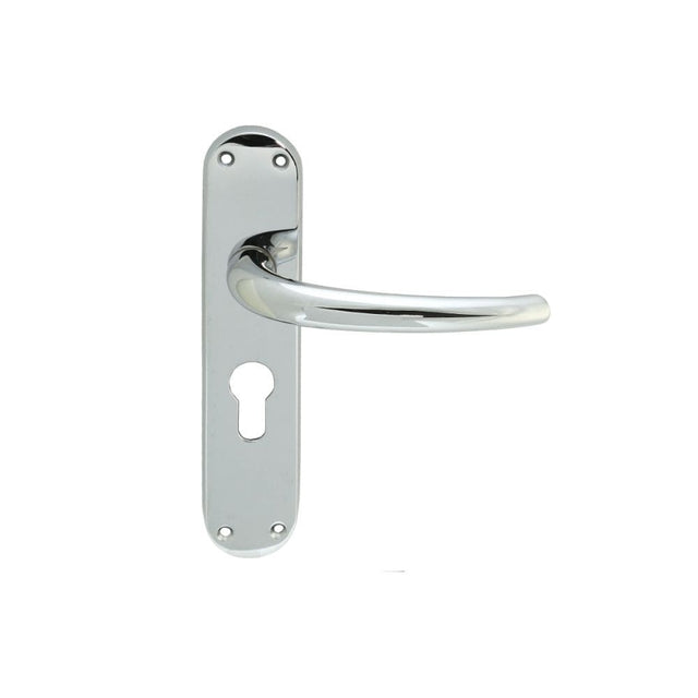 Manital Door Furniture Polished Chrome / Euro Profile Lock Handles Manital - Lilla Lever on Euro Lock Backplate - Polished Chrome