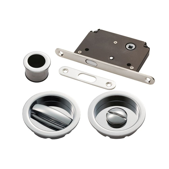 Manital Locks & Latches Polished Chrome / Sliding Door Locks / Round Manital - Sliding Door Lock Set - Polished Chrome