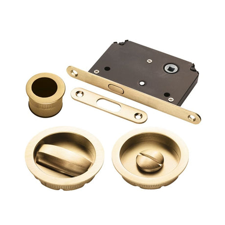 Manital Locks & Latches Satin Brass / Sliding Door Locks / Round Manital - Sliding Door Lock Set - Satin Brass