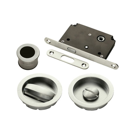 Manital Locks & Latches Satin Nickel / Sliding Door Locks / Round Manital - Sliding Door Lock Set - Satin Nickel