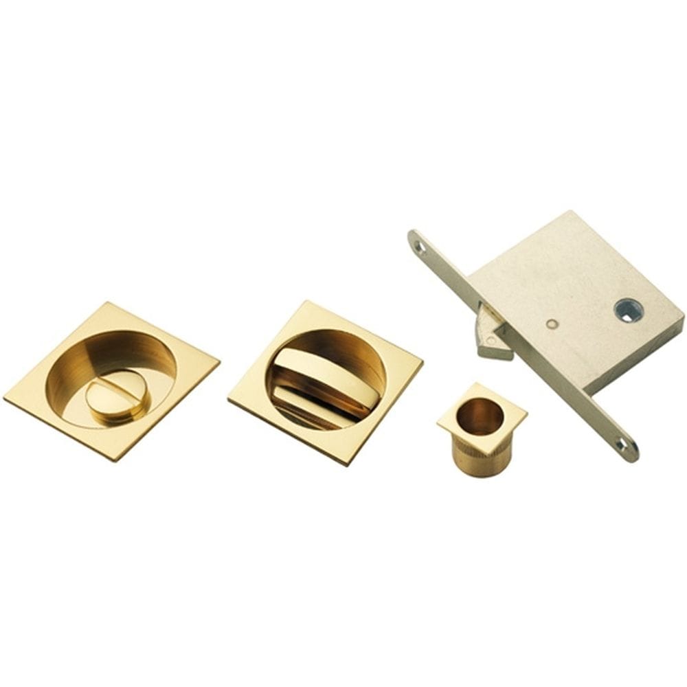 Manital Locks & Latches Polished Brass / Sliding Door Locks / Square Manital - Sliding Door Lock Set (Square) - Polished Brass