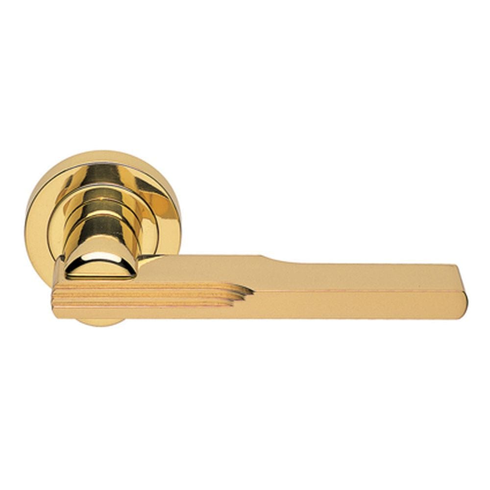 Manital Door Furniture Polished Brass / Round Rose Manital - Veronica Lever on Round Rose in - Polished Brass