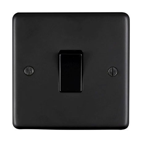 This is an image showing Eurolite Stainless Steel 1 Gang Switch - Matt Black (With Black Trim) mb1swb available to order from trade door handles, quick delivery and discounted prices.