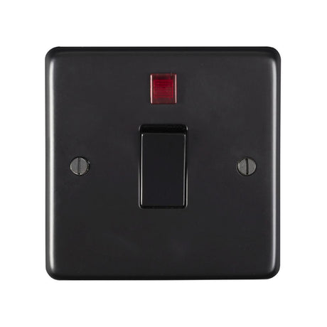 This is an image showing Eurolite Stainless Steel 20Amp Switch with Neon Indicator - Matt Black (With Black Trim) mb20aswnb available to order from trade door handles, quick delivery and discounted prices.