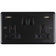 This is an image showing Eurolite Stainless steel 2 Gang Usb Socket - Matt Black (With Black Trim) mb2usbb available to order from trade door handles, quick delivery and discounted prices.