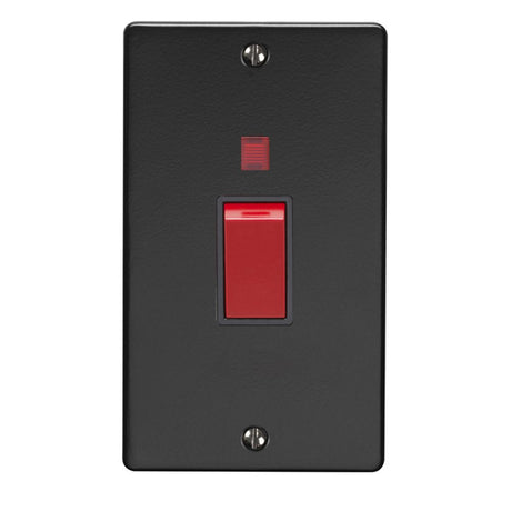This is an image showing Eurolite Stainless Steel 45Amp Switch with Neon Indicator - Matt Black (With Black Trim) mb45aswnb available to order from trade door handles, quick delivery and discounted prices.