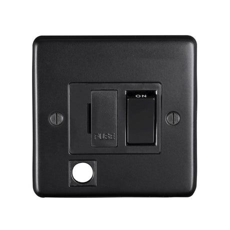 This is an image showing Eurolite Stainless Steel Switched Fuse Spur - Matt Black (With Black Trim) mbswffob available to order from trade door handles, quick delivery and discounted prices.