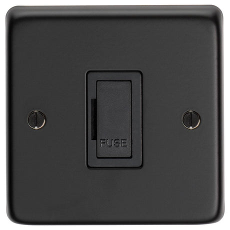 This is an image showing Eurolite Stainless Steel Unswitched Fuse Spur - Matt Black (With Black Trim) mbuswfb available to order from trade door handles, quick delivery and discounted prices.