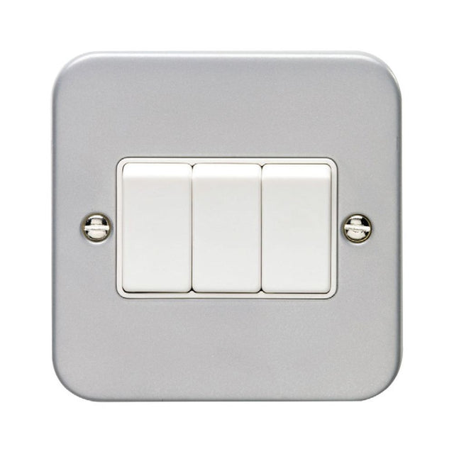 This is an image showing Eurolite Metal Clad 3 Gang Switch - Metal Clad mc3sww available to order from trade door handles, quick delivery and discounted prices.