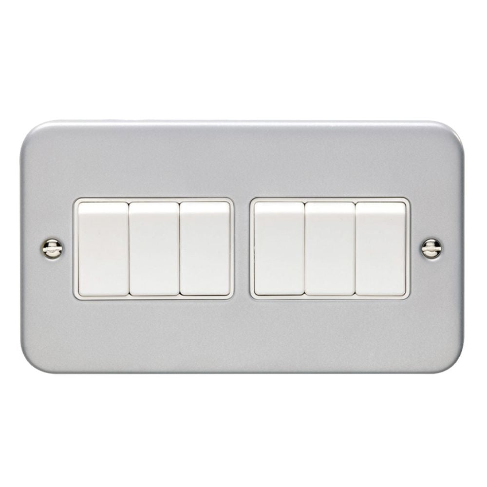 This is an image showing Eurolite Metal Clad 6 Gang Switch - Metal Clad mc6sww available to order from trade door handles, quick delivery and discounted prices.