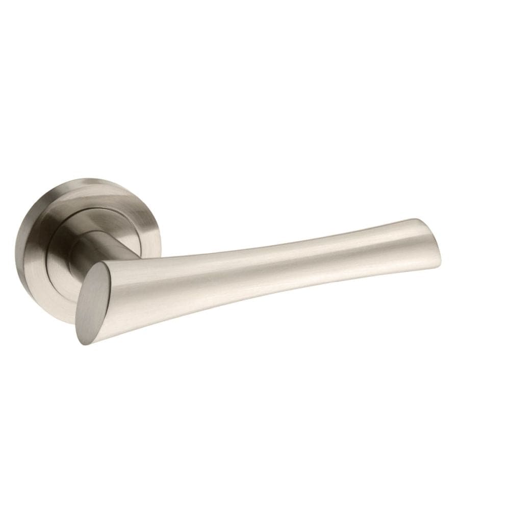 Mediterranean Door Furniture Satin Nickel / Round Rose Mediterranean Corsica Lever on Round Rose - Satin Nickel