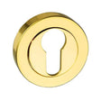 Mediterranean Door Furniture Polished Brass / Euro Profile Escutcheons Mediterranean Euro Escutcheon on Round Rose - Polished Brass