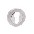 Mediterranean Door Furniture Satin Nickel/Polished Chrome / Euro Profile Escutcheons Mediterranean Euro Escutcheon on Round Rose - Satin Nickel/Polished Chrome