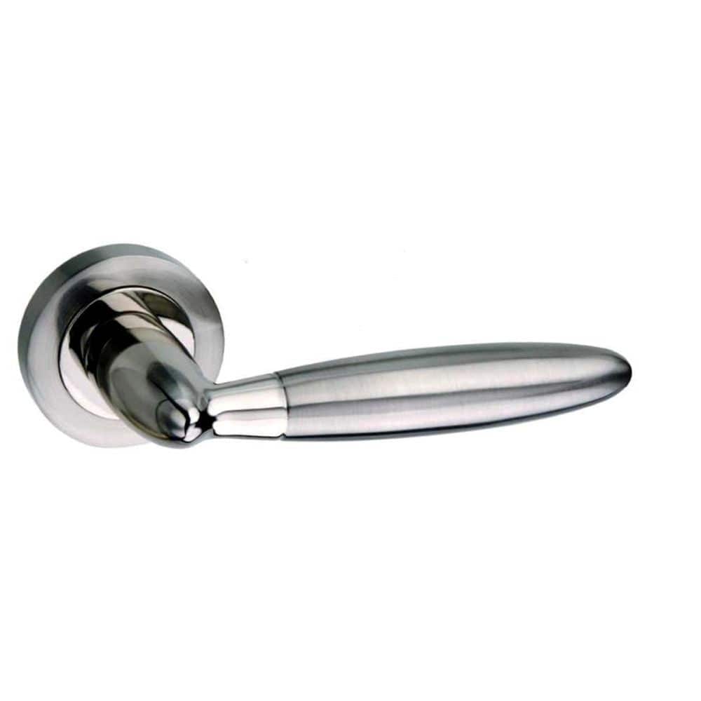 Mediterranean Door Furniture Satin Nickel/Polished Nickel / Round Rose Mediterranean Gibraltar Lever on Round Rose - Satin Nickel/Polished Nickel