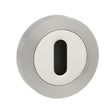Mediterranean Door Furniture Satin Nickel/Polished Chrome / Mortice Key Profile Escutcheons Mediterranean Key Escutcheon on Round Rose - Satin Nickel/Polished Chrome