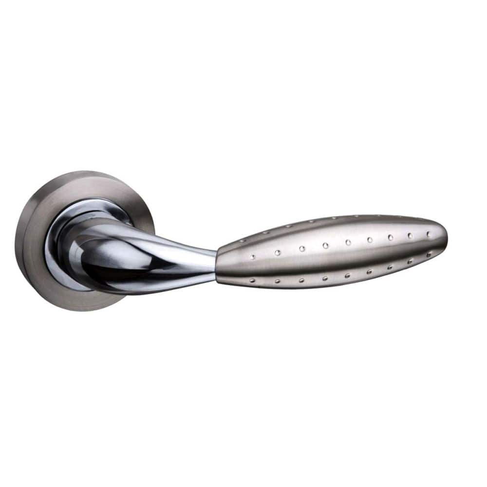 Mediterranean Door Furniture Satin Nickel/Polished Chrome / Round Rose Mediterranean Oran Lever on Round Rose - Satin Nickel/Polished Chrome