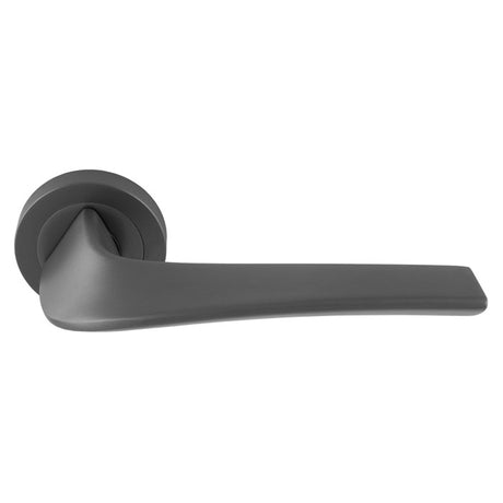 This is an image of a Manital - Master lever on round rose - Anthracite ms5ant that is availble to order from Trade Door Handles in Kendal.