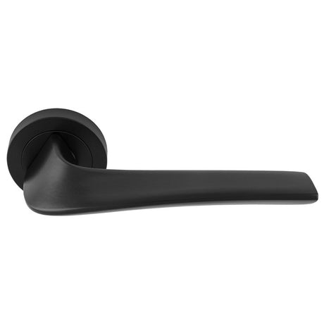 This is an image of a Manital - Master lever on round rose - Matt Black ms5blk that is availble to order from Trade Door Handles in Kendal.