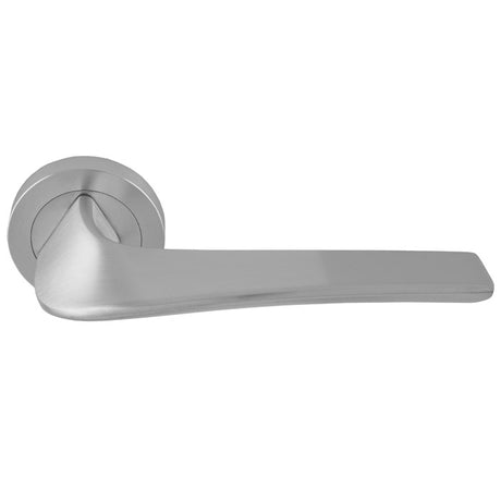 This is an image of a Manital - Master lever on round rose - Satin Chrome ms5sc that is availble to order from Trade Door Handles in Kendal.
