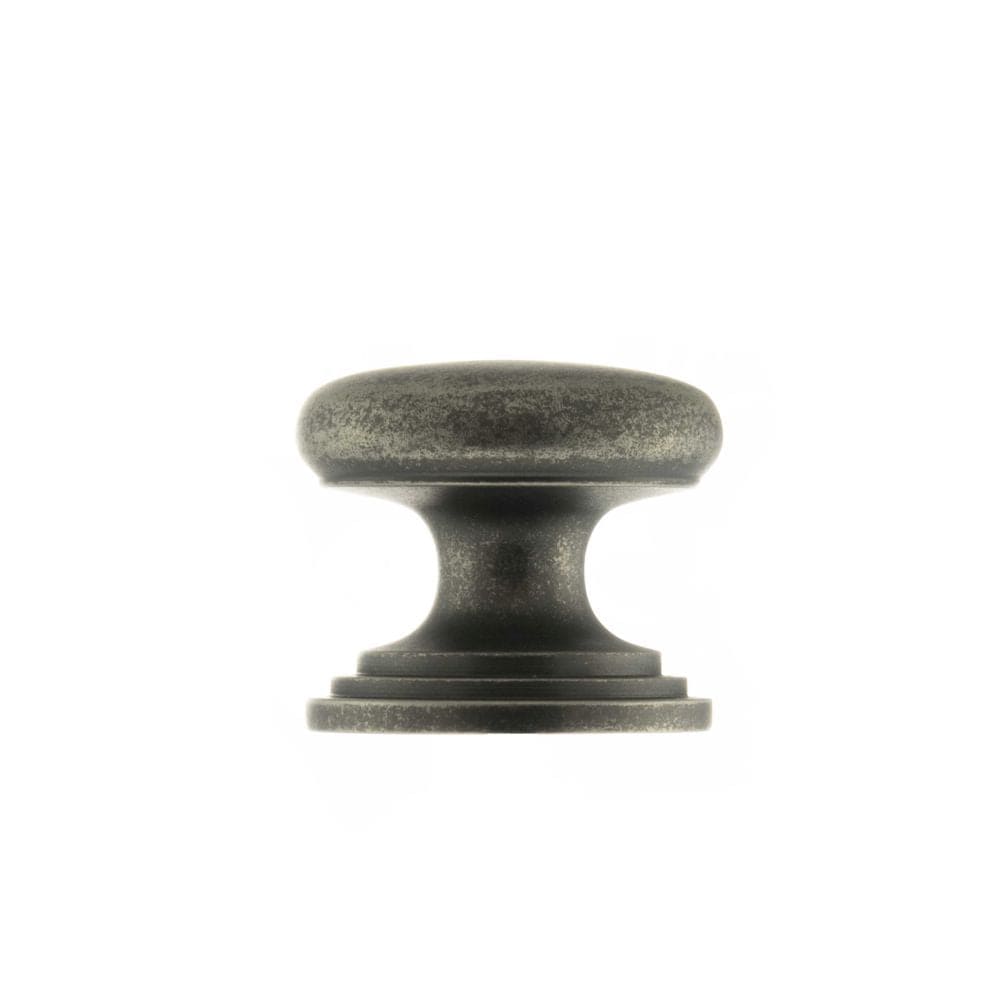 Old English Cabinet Hardware Distressed Silver / Cabinet Knobs / 32mm Dia. Old English Lincoln Solid Brass Cabinet Knob 32mm Concealed Fix - Distressed Si