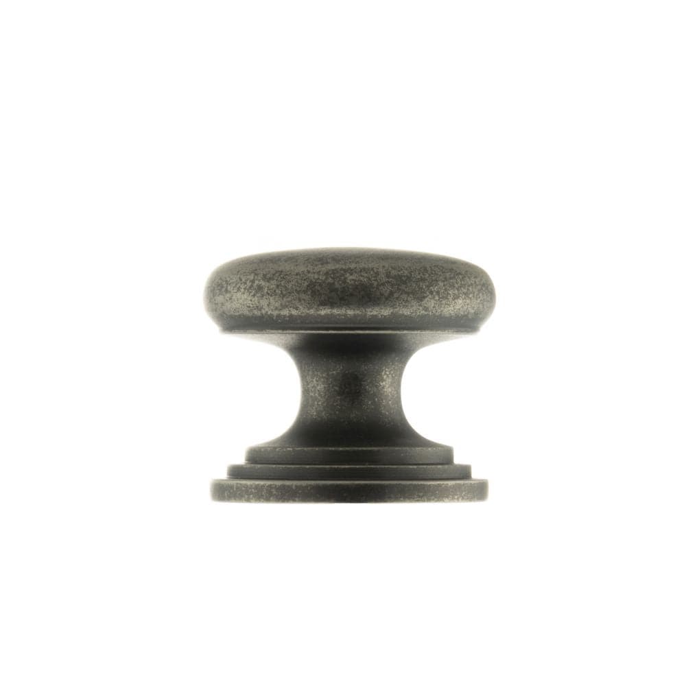 Old English Cabinet Hardware Distressed Silver / Cabinet Knobs / 32mm Dia. Old English Lincoln Solid Brass Cabinet Knob 32mm Concealed Fix - Distressed Si