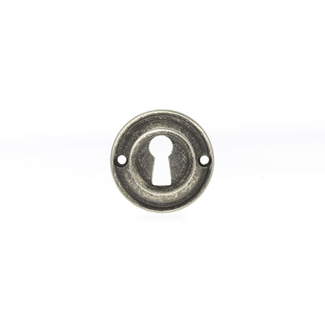 Old English Door Furniture Distressed Silver / Mortice Key Profile Escutcheons Old English Solid Brass Open Key Hole Escutcheon - Distressed Silver