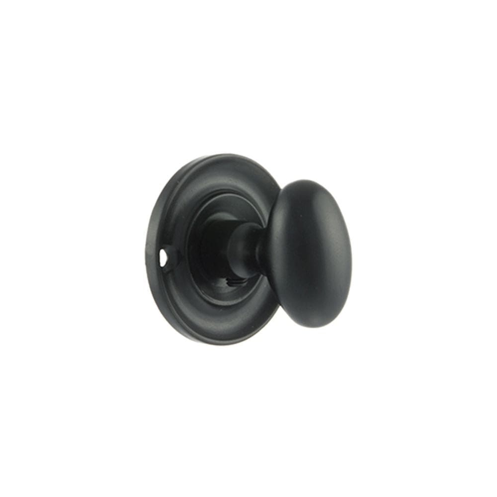 Old English Door Furniture Matt Black / No Old English Solid Brass Oval WC Turn and Release - Matt Black