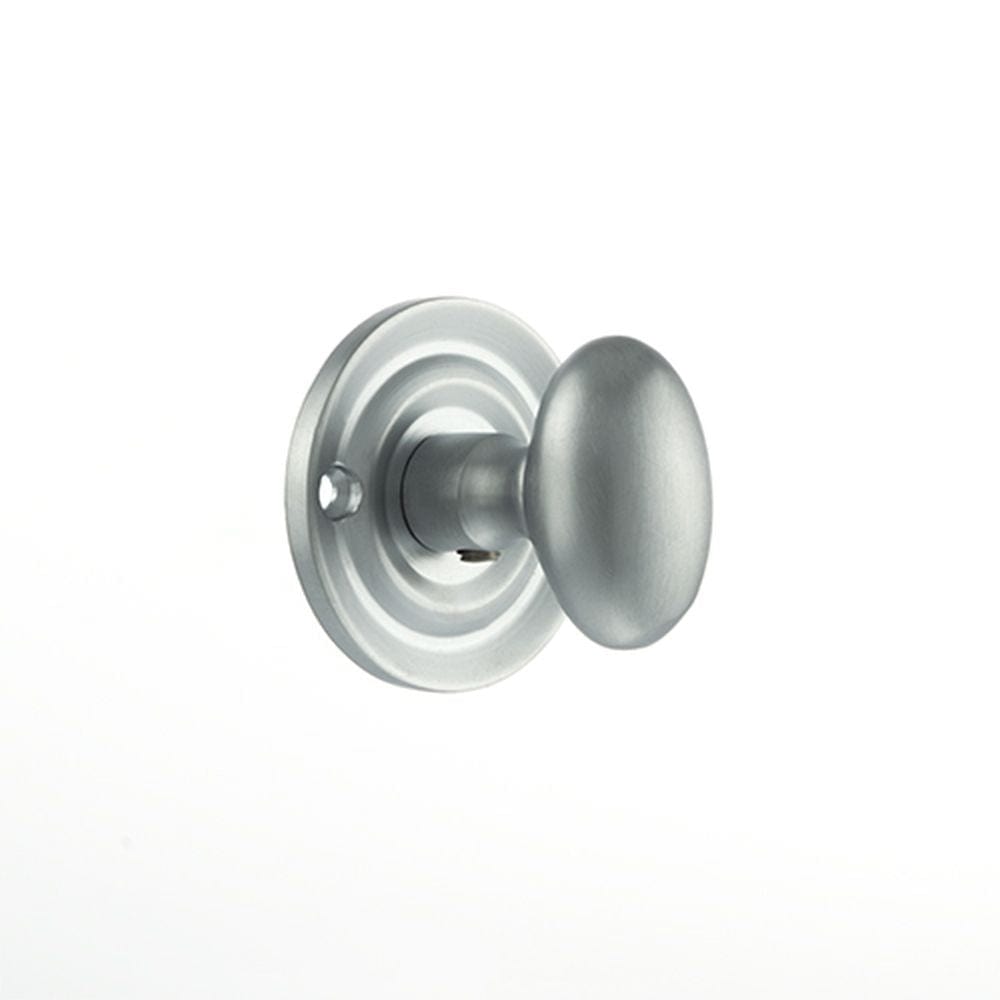 Old English Door Furniture Satin Chrome / No Old English Solid Brass Oval WC Turn and Release - Satin Chrome