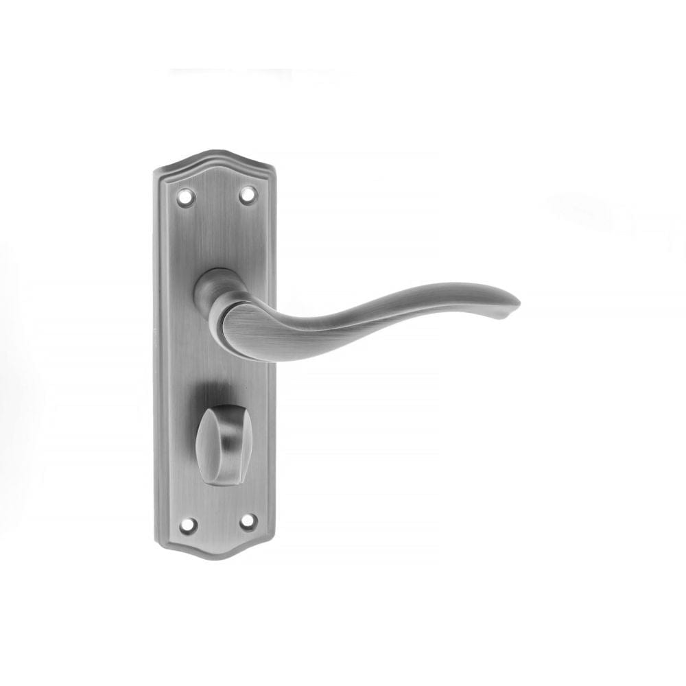 Old English Door Furniture Matt Gun Metal / Bathroom Lock Handles Old English Warwick WC Lever on Backplate - Matt Gun Metal