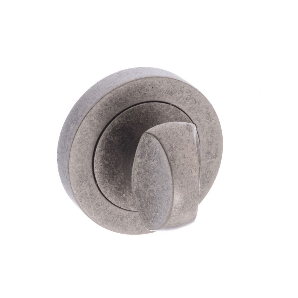 Old English Door Furniture Distressed Silver / No Old English WC Turn and Release - Distressed Silver