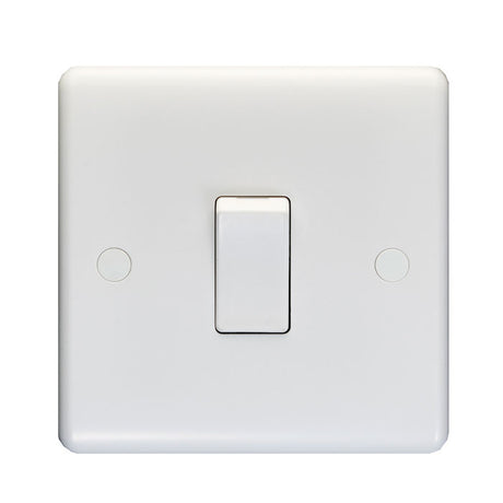 This is an image showing Eurolite Enhance White Plastic 1 Gang Switch - White (With White Trim) pl3011 available to order from trade door handles, quick delivery and discounted prices.