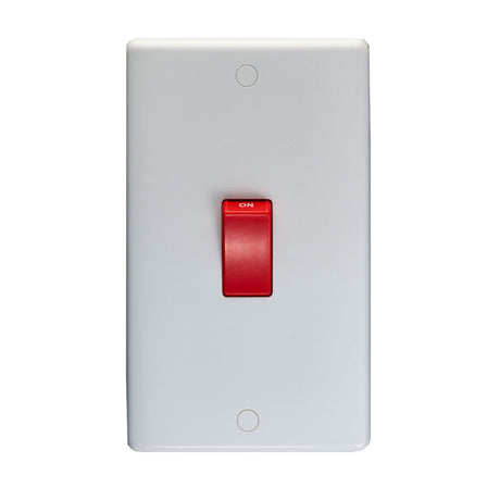 This is an image showing Eurolite Enhance White Plastic 45Amp Switch - White (With White Trim) pl3290 available to order from trade door handles, quick delivery and discounted prices.