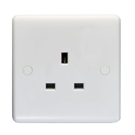This is an image showing Eurolite Enhance White Plastic 1 Gang Unswitched Socket - White pl4030 available to order from trade door handles, quick delivery and discounted prices.