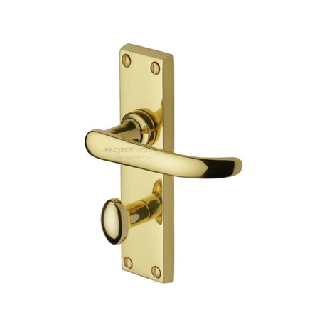 Project Hardware Door Furniture Polished Brass / Bathroom Lock Handles Project Hardware - Door Handle for Bathroom Avon Design Polished Brass Finish