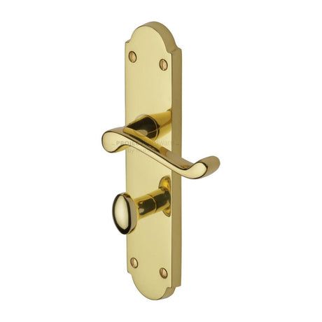 Project Hardware Door Furniture Polished Brass / Bathroom Lock Handles Project Hardware - Door Handle for Bathroom Kensington Design Polished Brass Finish
