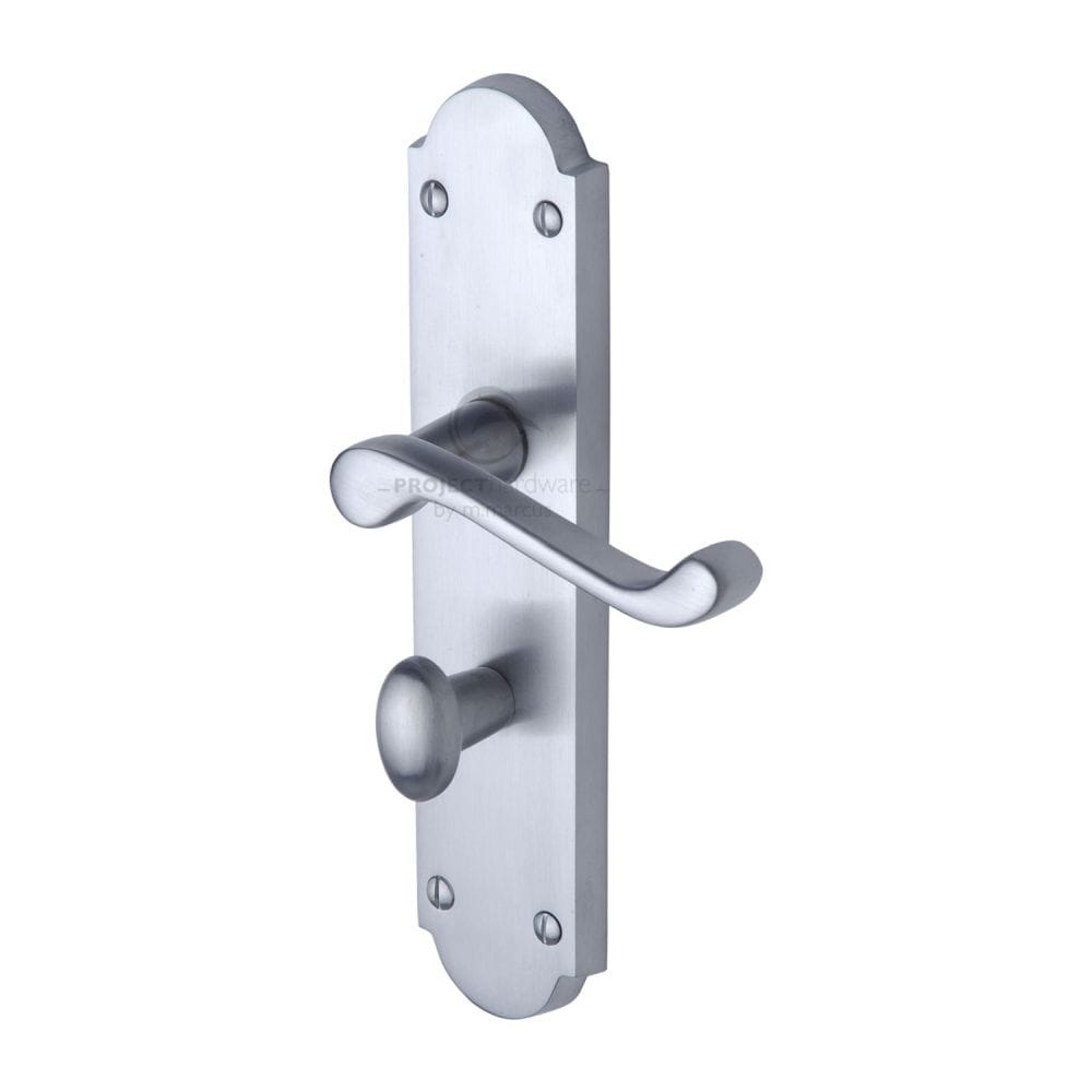 Project Hardware Door Furniture Satin Chrome / Bathroom Lock Handles Project Hardware - Door Handle for Bathroom Kensington Design Satin Chrome Finish