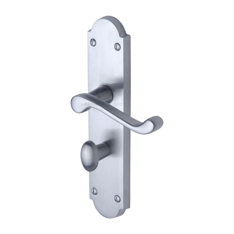 Project Hardware Door Furniture Satin Chrome / Bathroom Lock Handles Project Hardware - Door Handle for Bathroom Kensington Design Satin Chrome Finish