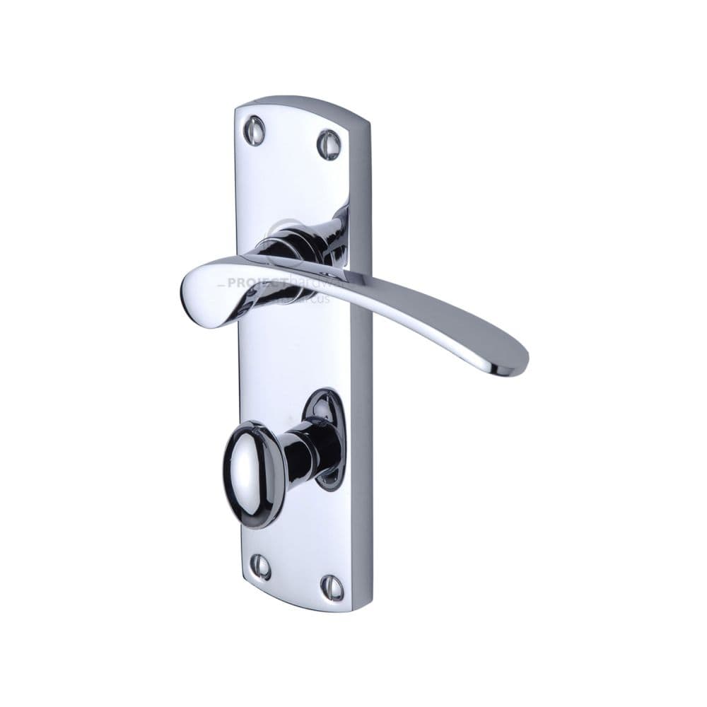 Project Hardware Door Furniture Polished Chrome / Bathroom Lock Handles Project Hardware - Door Handle for Bathroom Luca Design Polished Chrome Finish