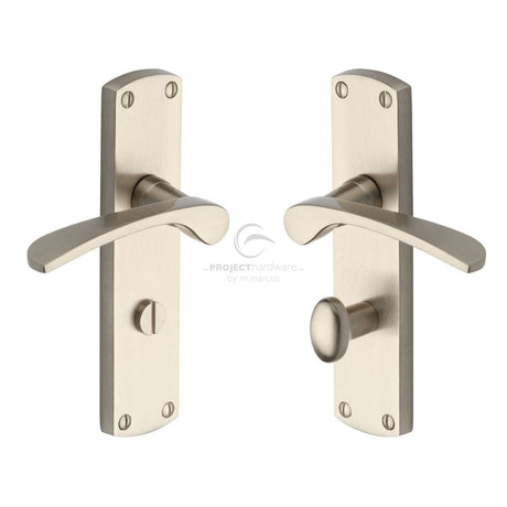 Project Hardware Door Furniture Satin Nickel / Bathroom Lock Handles Project Hardware - Door Handle for Bathroom Luca Design Satin Nickel Finish
