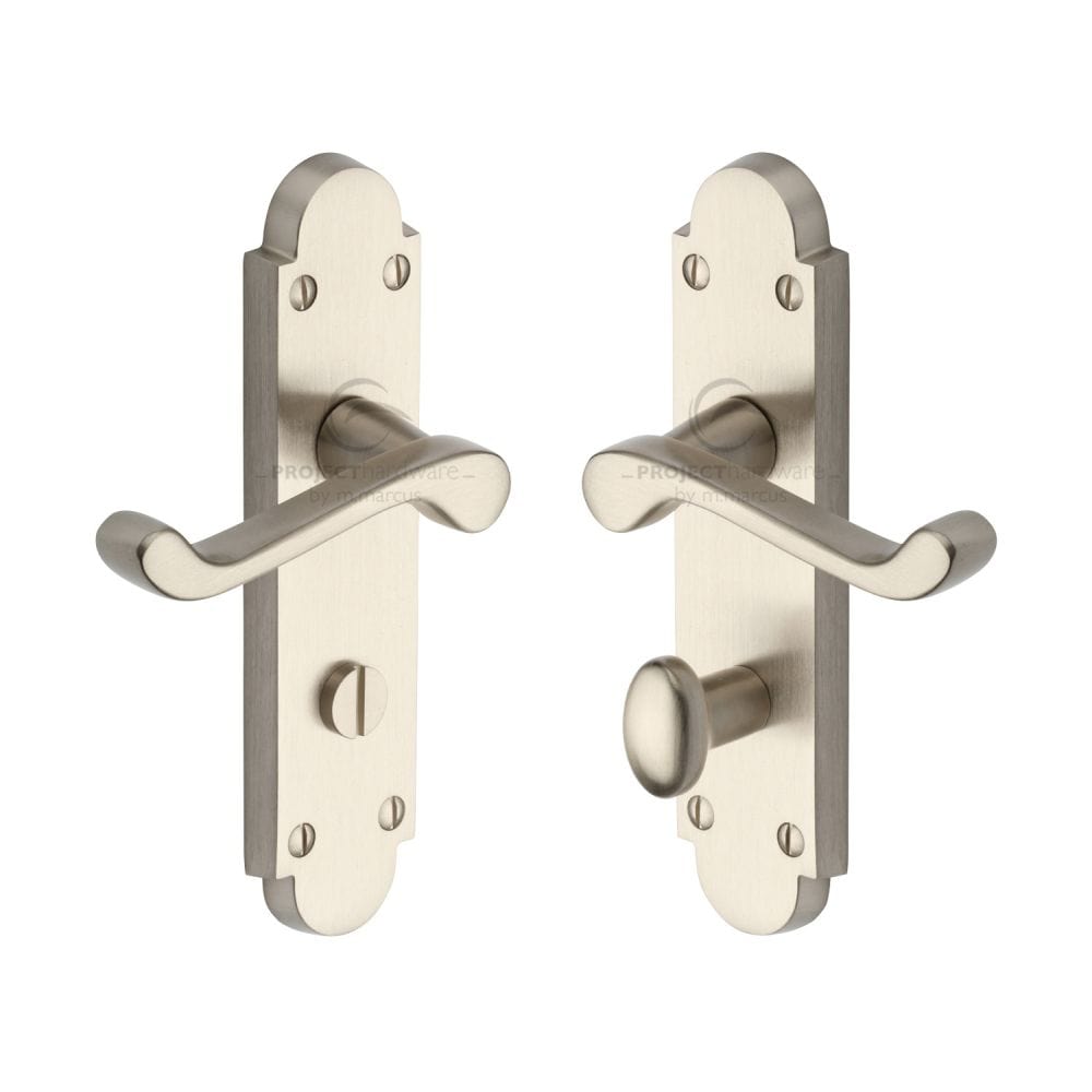 Project Hardware Door Furniture Satin Nickel / Bathroom Lock Handles Project Hardware - Door Handle for Bathroom Milton Design Satin Nickel Finish