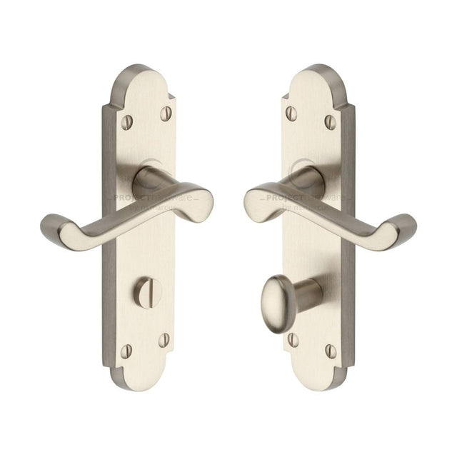 Project Hardware Door Furniture Satin Nickel / Bathroom Lock Handles Project Hardware - Door Handle for Bathroom Milton Design Satin Nickel Finish