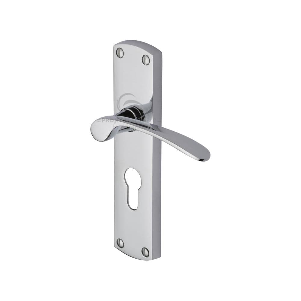 Project Hardware Door Furniture Polished Chrome / Euro Profile Lock Handles Project Hardware - Door Handle for Euro Profile Plate Luca Design Polished Chrome Fi